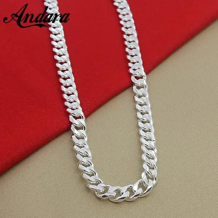 Haute qualité 10MM 20''24'' 50cm 60cm hommes collier 925 argent lien chaîne colliers pour homme bijoux cadeau de fête