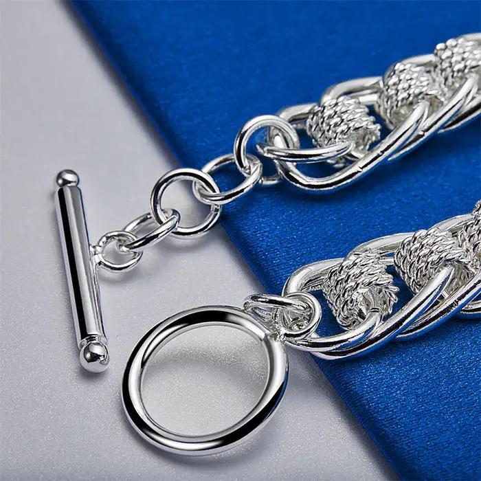 Bracelet en maille ronde exquise de 8 pouces en argent sterling 925