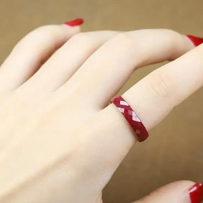 Bague cinabre brut naturel, bijoux de style ethnique à la mode et polyvalents