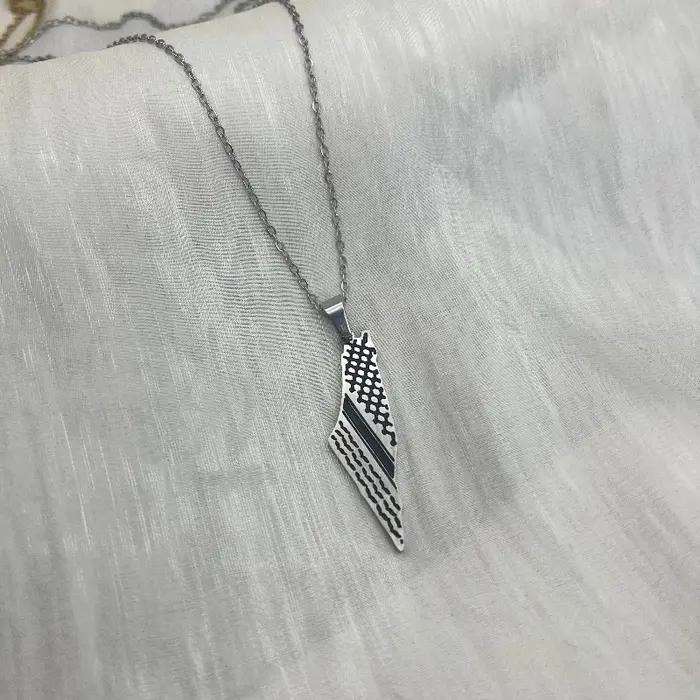 Bracelet Keffiyeh en acier inoxydable couleur argent, manchette ouverte, pour femmes et hommes, moti