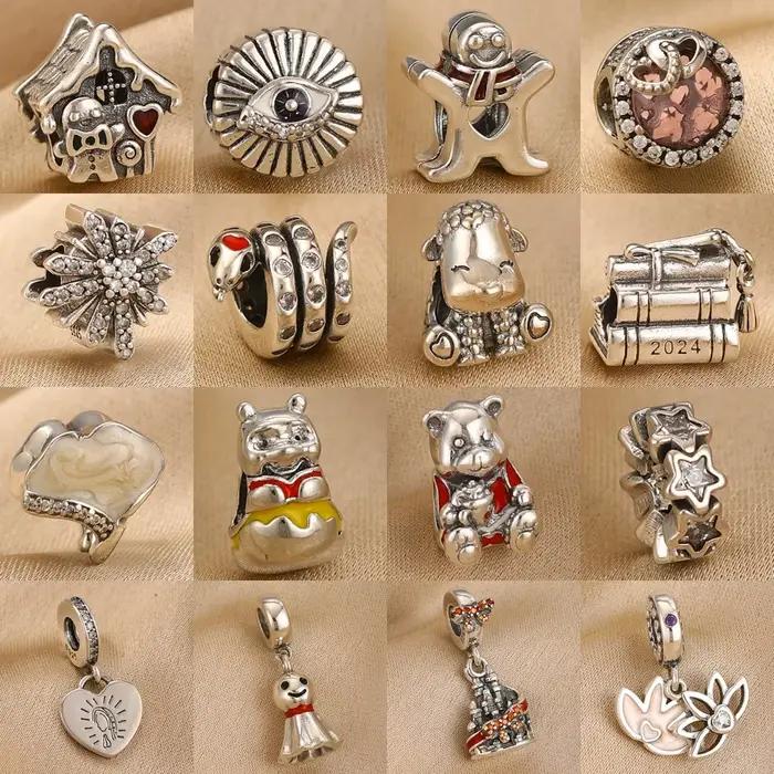 Pendentif en argent 925 forme de coeur avec perle de brebis et fleur de lotus pour bracelet original et bijoux exquis occasions spéciales