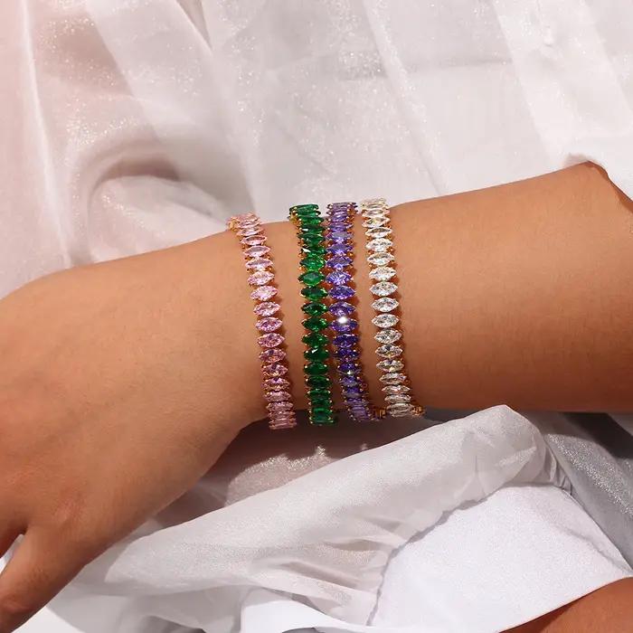 E.B.belle-Bracelet de Luxe en Clip Vert et Violet pour Femme