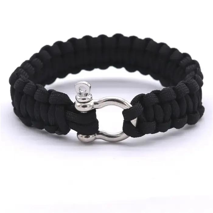 Bracelets de parachute de survie en acier inoxydable pour homme