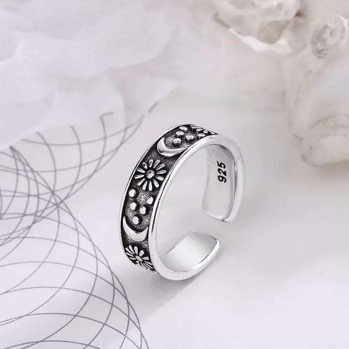 Bagues soleil lune en argent Sterling 925 pour femmes, bijoux de luxe de fiançailles, accessoires Vi