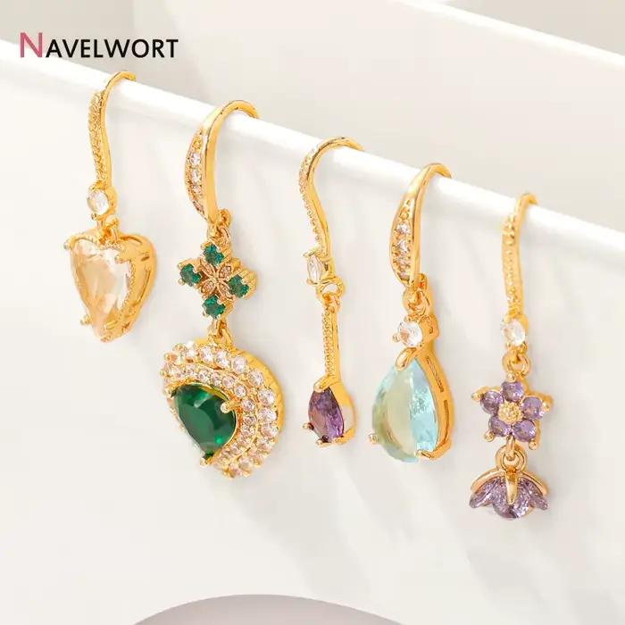 Pendentif en forme de cœur en laiton plaqué or 18 carats pour la fabrication de bijoux, breloques en forme de cœur en Zircon incrusté pour accessoires de fabrication de boucles d'oreilles