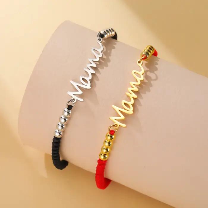 Bracelets pour femmes en corde cirée et perles