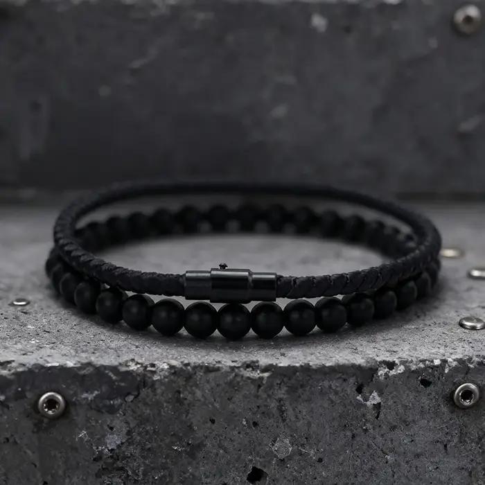Hiphop hommes Bracelet ensemble 2 pièces 3 couleurs disponibles une Grade 4mm quille chaîne Braclet chanceux fil rouge Braslet Pulseras Tela Suerte