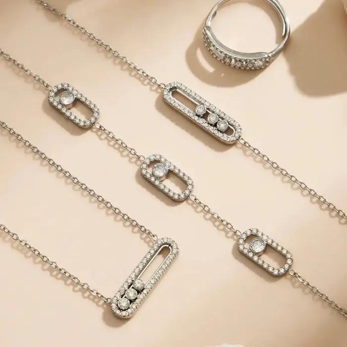 Parure de bijoux pour femme en acier inoxydable plaqué or 18 carats avec pendentifs