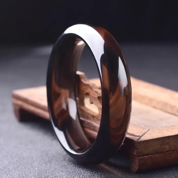 Bracelet en obsidienne, bracelet féminin en pierre noire absorbe ouissante, oeil arc-en-ciel glacé,