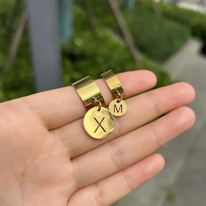 MinaMaMa-Bague alphabet en acier inoxydable pour femme