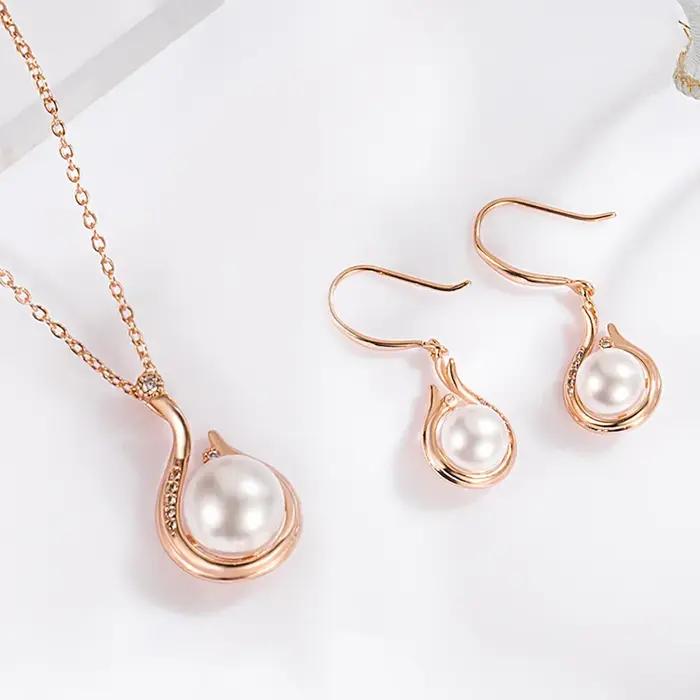 Ensemble de bijoux élégants avec pendentif en perles en argent Sterling 925 pour femmes
