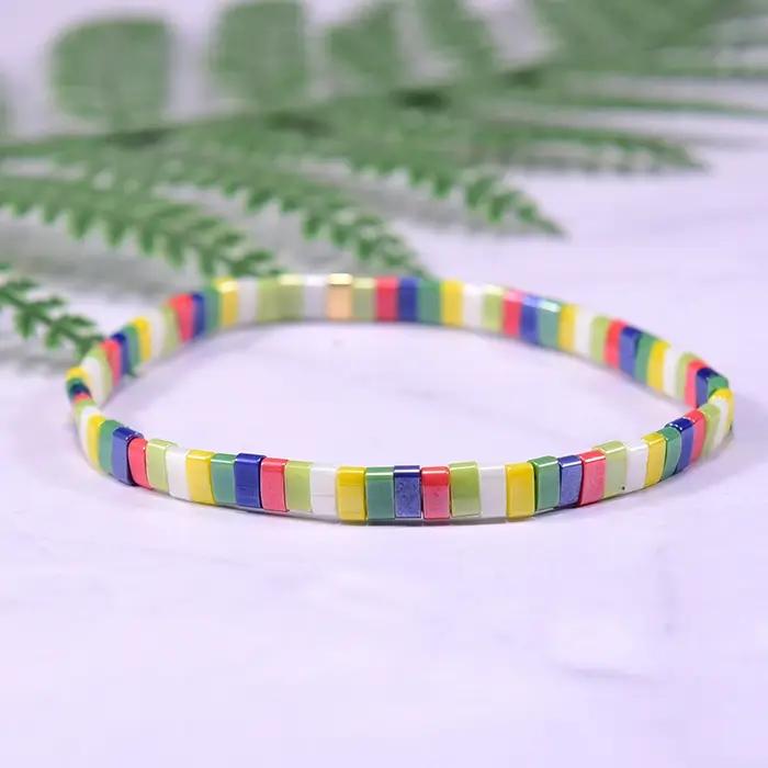 Mode Boho Bracelet pour femmes filles verre MIYUKI Tila perles à la mode extensible charme Pulseras