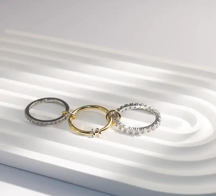 Bagues empilables en or véritable 18 carats pour femmes