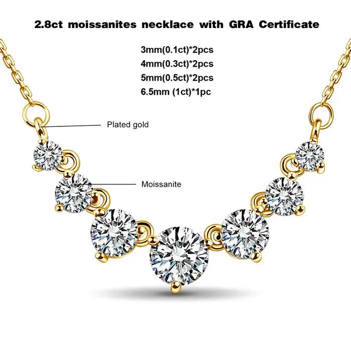 SBeauté 7 Charbon Mosanites Diamond Colliers pour femmes
