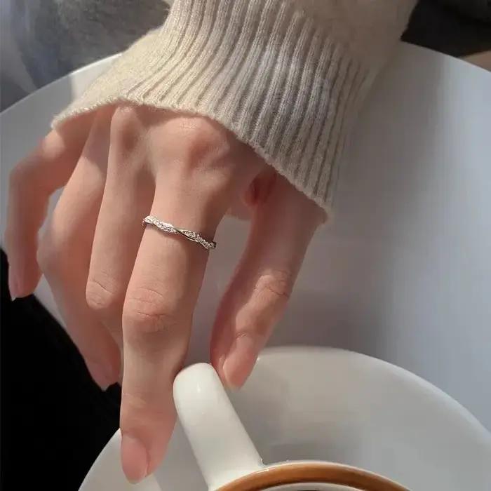Bague torsadée en argent regardé 925 pour femme