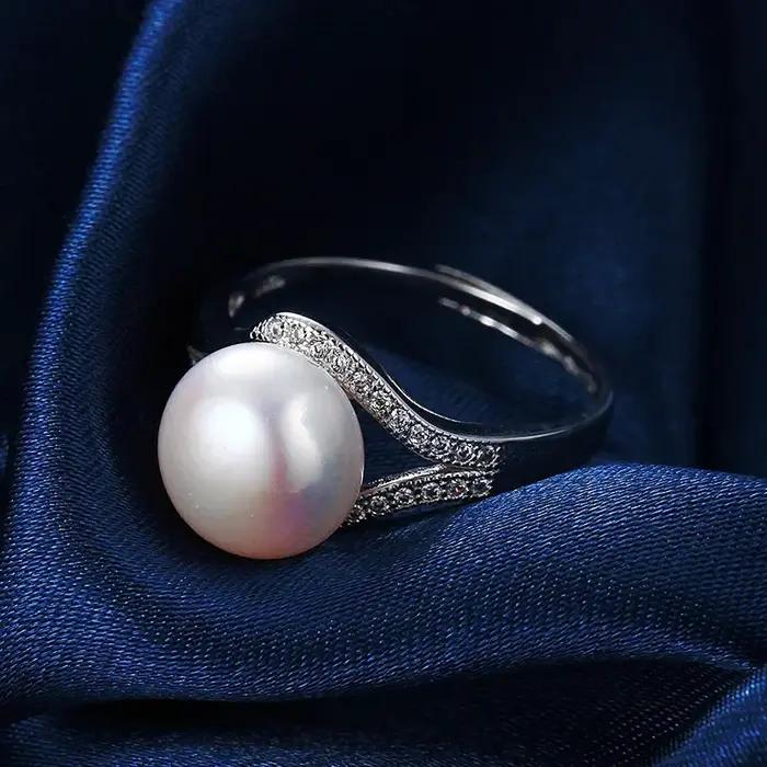 2020 nouveaux bijoux en perles à la mode bagues de luxe 100% véritable perle d'eau douce naturelle bague réglable pour