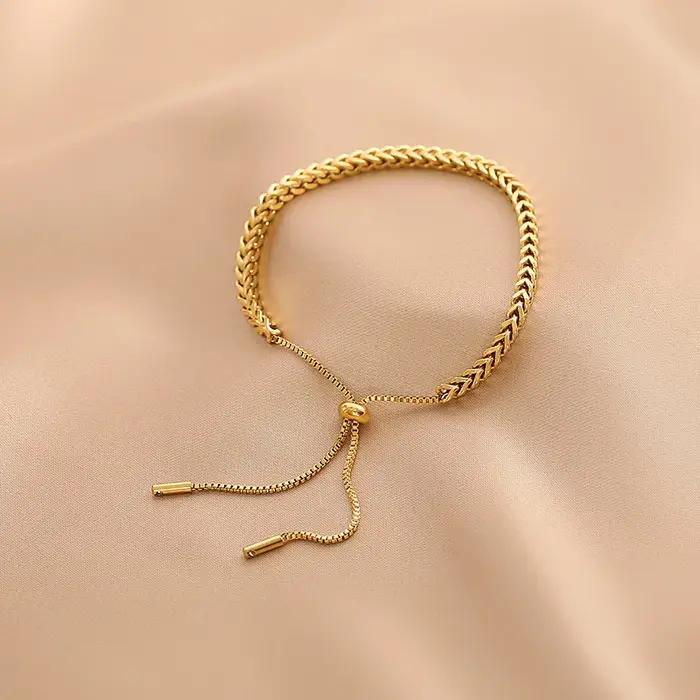 Bracelet ajustable à nœud coulissant pour femme - Acier chirurgical hypoallergénique - Chaîne de luxe minimaliste