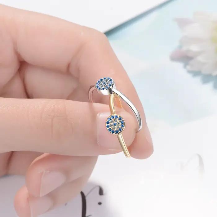 Bague œil porte-bonheur en argent Sterling 925 pendentif mauvais yeux bleu breloque Cz pour femmes occasions spéciales alliance de mariage engagement fête anniversaire