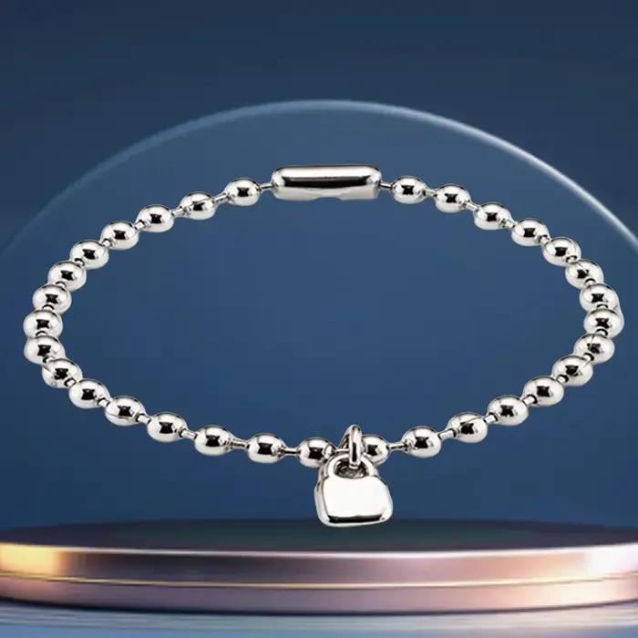 Bracelet à perles rondes argentées polyvalent pour les vacances européennes et américaines 2025, acc