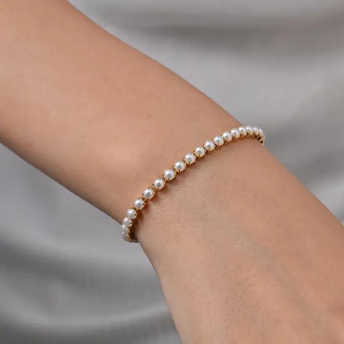 Bracelet de tennis moderne en perles pour femme