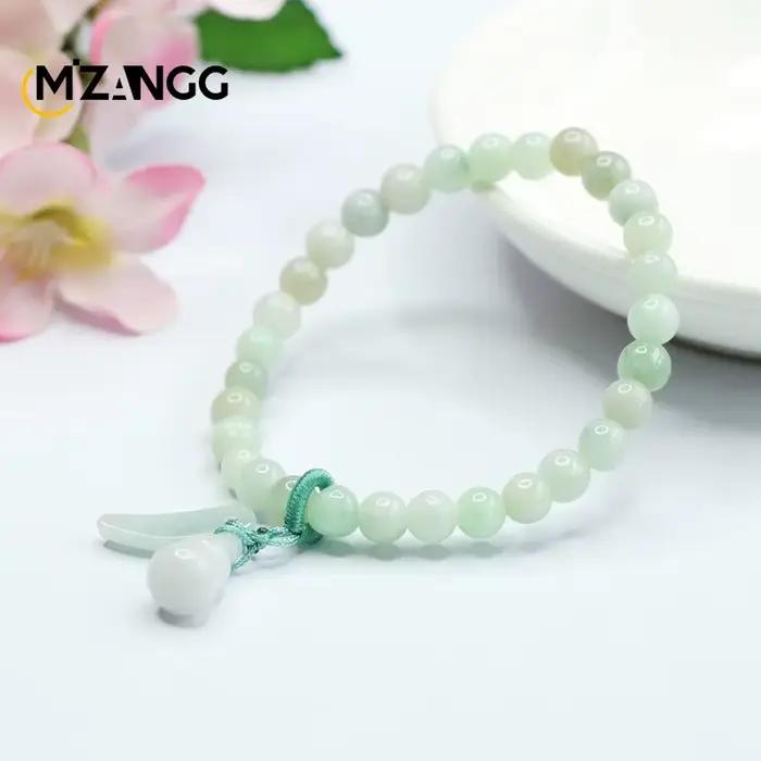 Bracelet en jadéite naturelle A Goods, gourde verte, sculpté à la main, bijoux haut de gamme, breloques porte-bonheur pour hommes et femmes