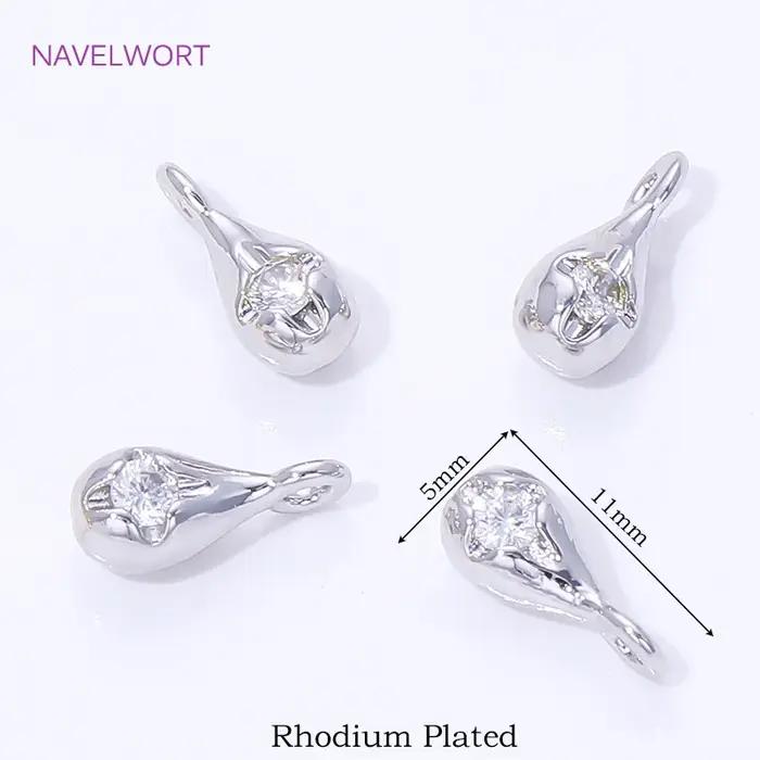 Pendentifs en forme de goutte plaqués or 18 carats pour la fabrication de bijoux, laiton avec zircon, pendentifs décoratifs, accessoires pour bracelets DIY