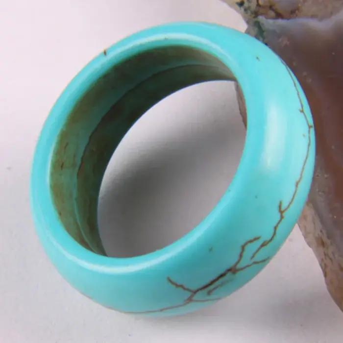 Bague en pierre turquoise bleue, taille 5,7, bijoux à la mode