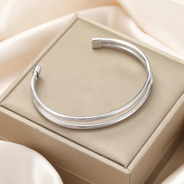 COOLTIME – Bracelet de bras Boho pour femmes, en acier inoxydable, couleur or, minimaliste, ouvert,
