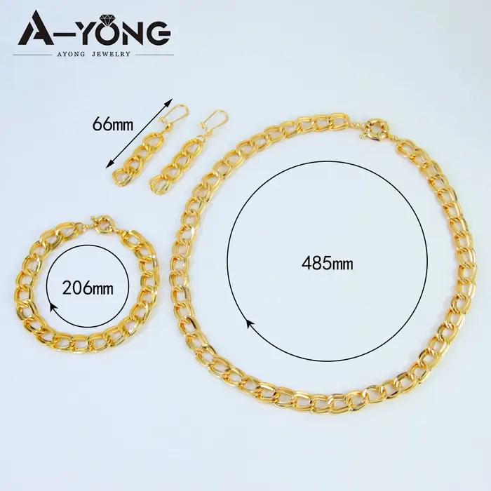 Ensemble de bijoux en or Punk du moyen-orient plaqué or 21 carats pour femmes de Dubaï