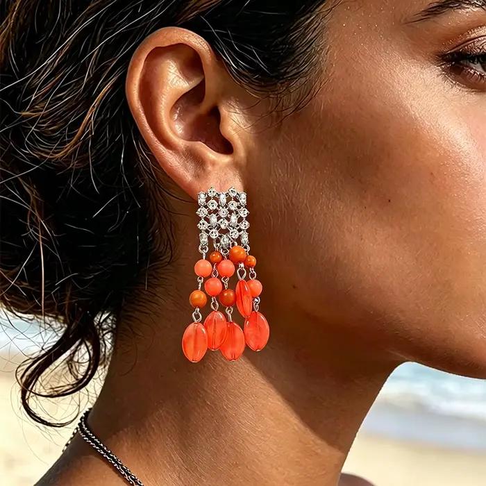 Boucles d'oreilles à pampilles en résine ZAA pour femmes