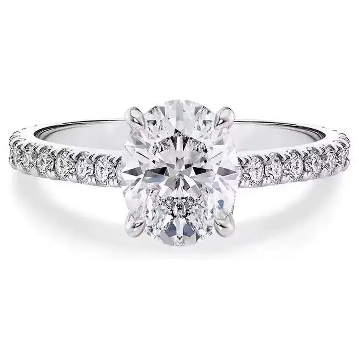 Bague de fiançailles pour femme avec diamant blanc taille ovale, en argent S925, bague de mariage av