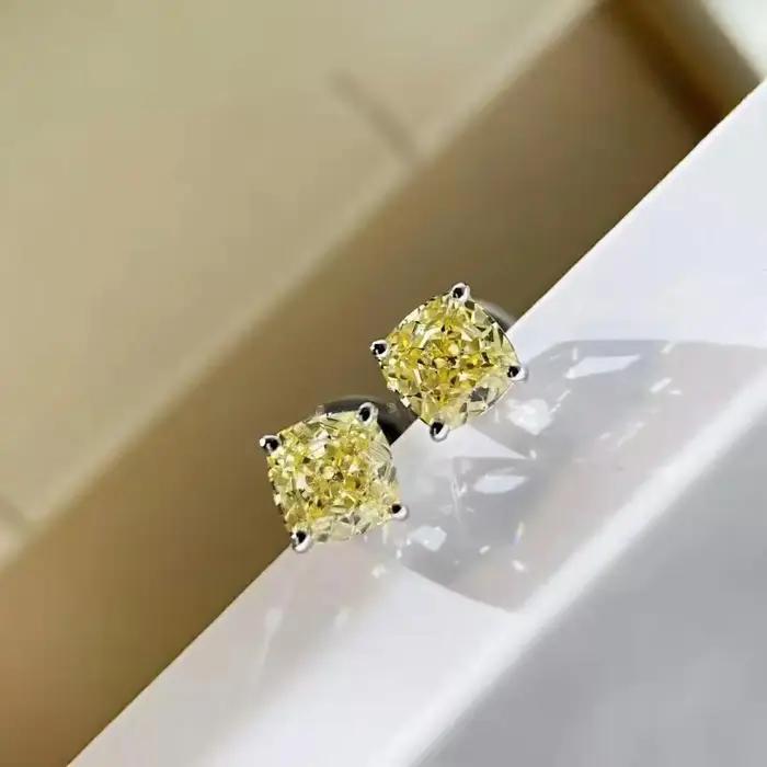 Boucles d'oreilles clous en argent sterling 925 avec citrine haute teneur en carbone pour femmes occasions spéciales élégantes et sophistiquées