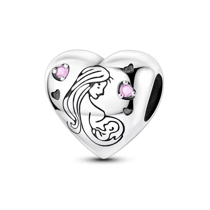 Breloques originales en argent Sterling 925, perle en forme de cœur pour femme enceinte, adaptées au