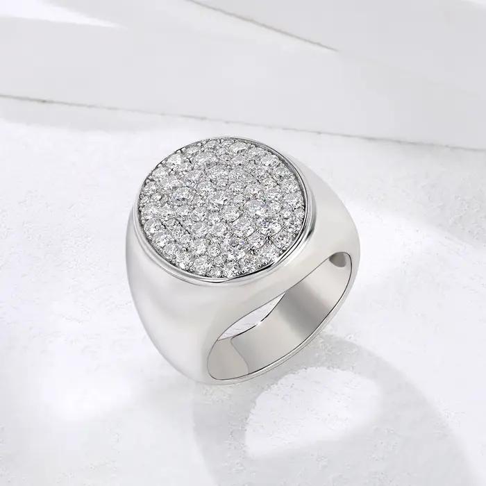 Bague moissanite complète en diamant Hip-hop pour hommes/femmes