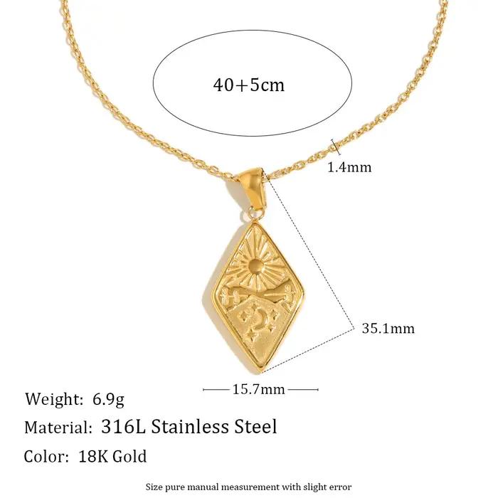 E.B.belle – collier avec pendentif en forme de losange plaqué or 18 carats, en acier inoxydable, étanche, à la mode, bijoux uniques pour femmes