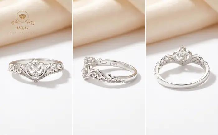 Bague Couronne de Princesse en argent sterling 925 sertie de moissanite pour femmes, bijou romantique et élégant pour diverses occasions sociales et familiales