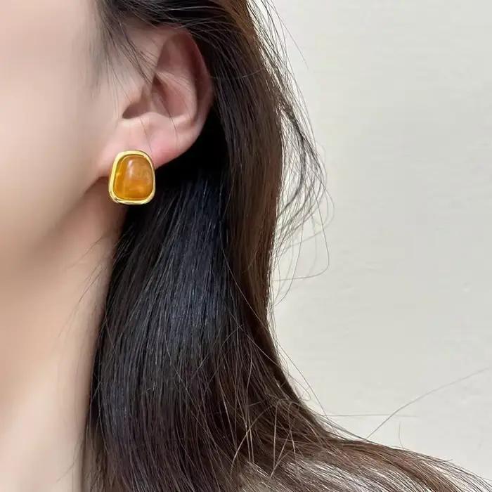 Boucles d'oreilles en ambre de luxe pour femmes