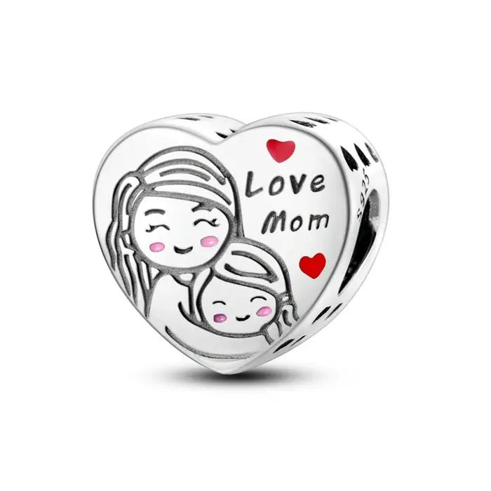 Breloques famille heureuse en argent Sterling 925