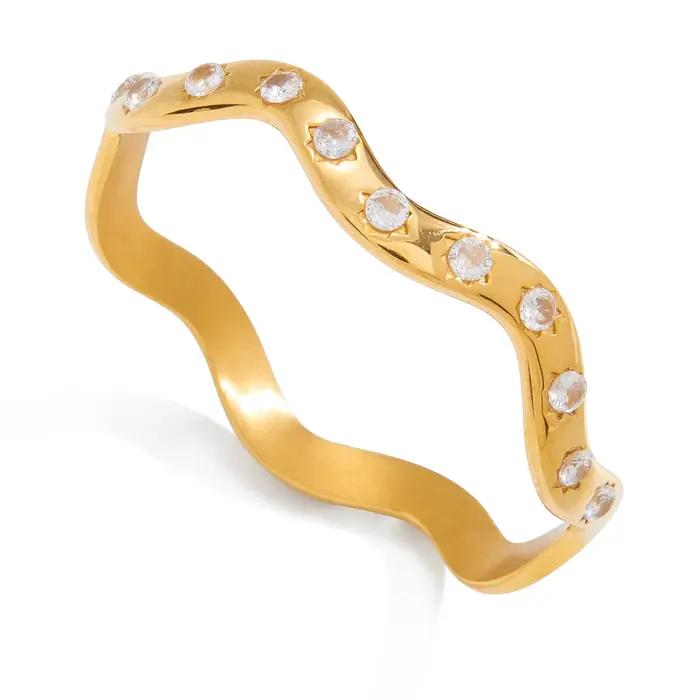 Uworld – Bracelet classique à courbes ondulées avec zircon rond blanc, bijoux imperméables pour femm
