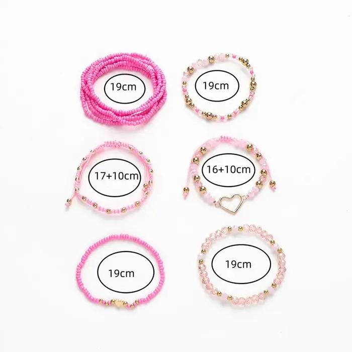 Ensemble de Bracelets Bohèmes en Perles de Verre en Forme de Cœur Accessoires Mode pour Femmes Occasions Spéciales