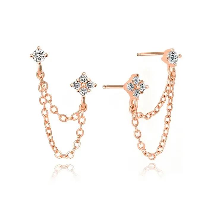 Huitan nouveauté Double clous d'oreille gland chaînes boucles d'oreilles suspendues pour les femmes