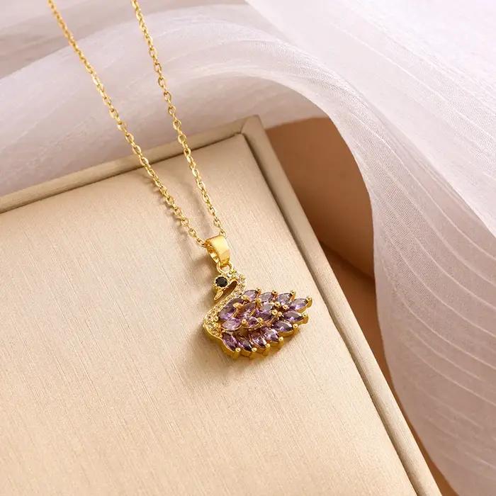 Collier Pendentif Cygne en Acier Titane pour Femme