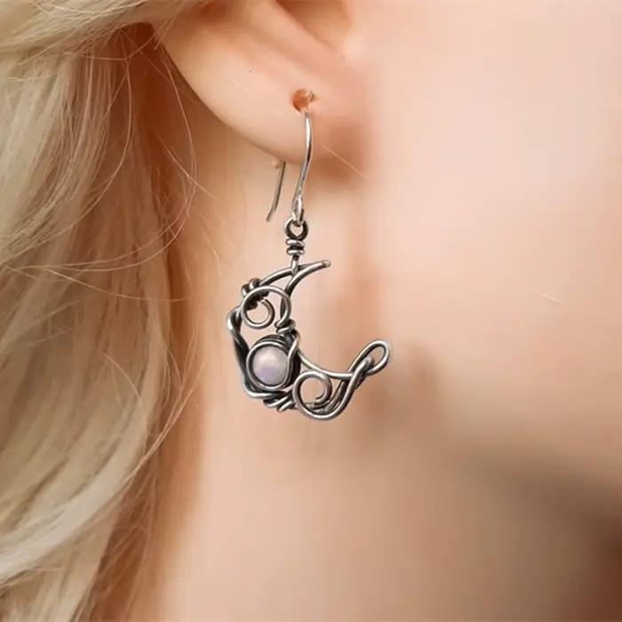 Boucles doreilles bohemian soleil lune argent vintage femmes occasion speciale mariage anniversaire soirée daily wearing