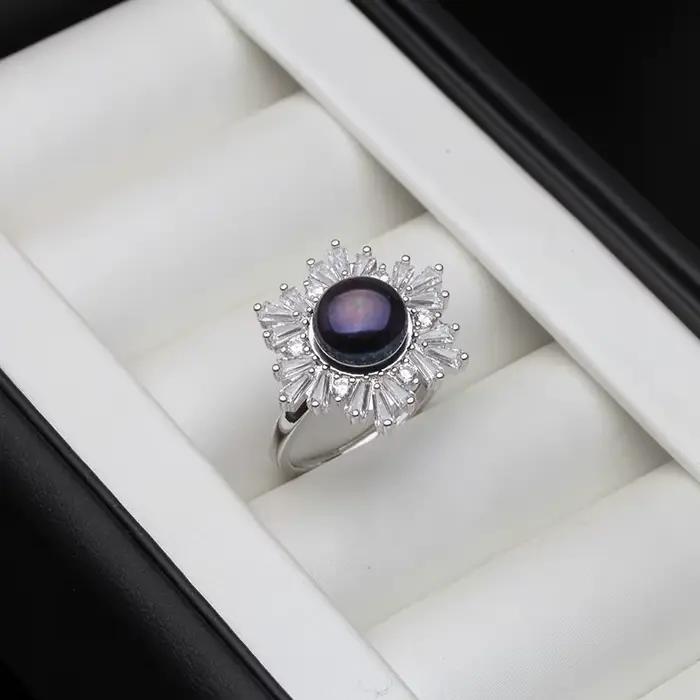 Bague en argent sterling 925 avec perles d'eau douce naturelles pour femmes, bijou réglable à la mode pour anniversaire et occasions spéciales
