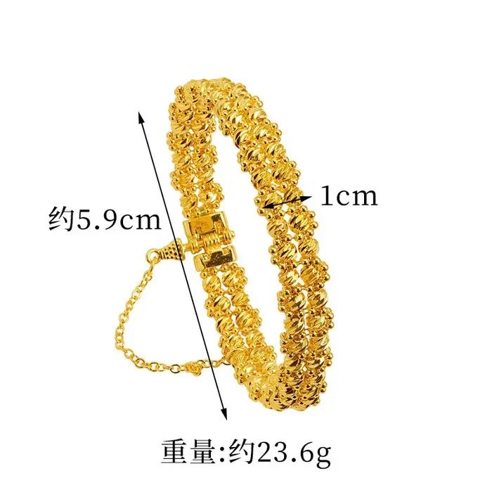 Bracelet de luxe multicouche en or pur 24K 9999 pour femmes, perles disco