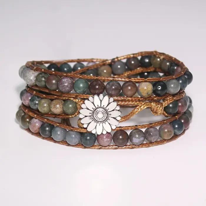 1 pièces bracelet de perles multicouche tissé à la main en pierre naturelle de vente chaude, adapté