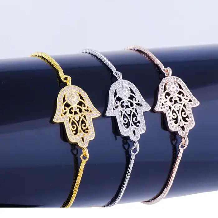 Juya – bracelets à breloques en forme de main de Fatima plaquée or 18 carats