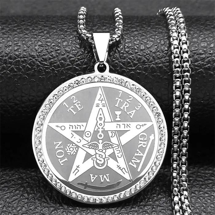 Collier amulette pentagrammaton pour femmes et hommes, en acier inoxydable, Talisman juif israélien,