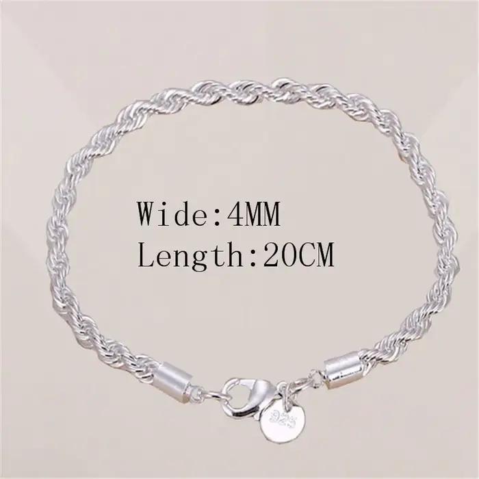 Bracelet en argent sterling 925 torsadé pour femmes et hommes mode minimaliste cadeau occasion spéciale