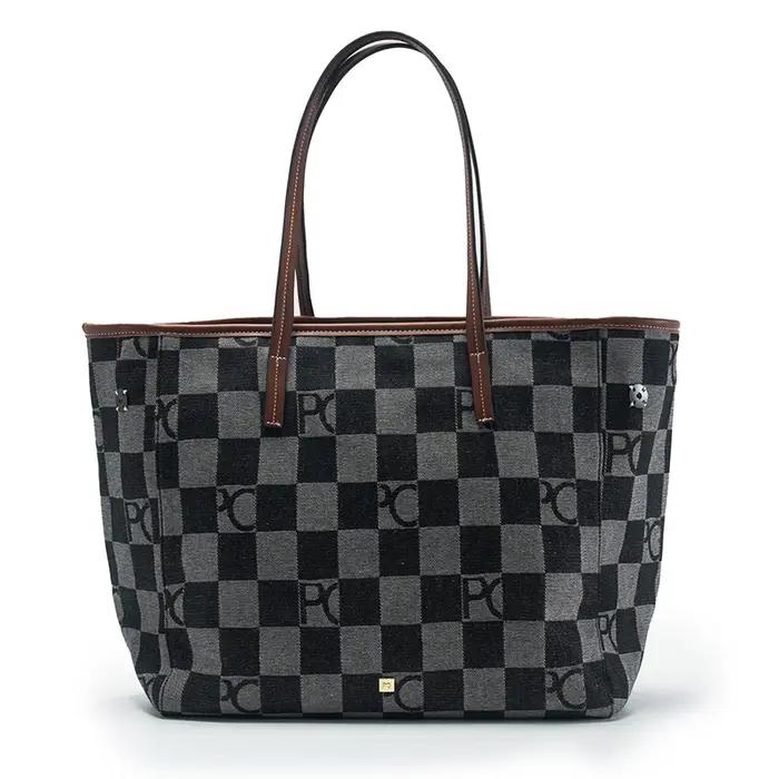 Sac à bandoulière pour femme PG, design rétro damier, haut de gamme, polyvalent, grande capacité, po